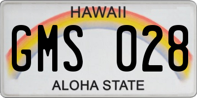 HI license plate GMS028