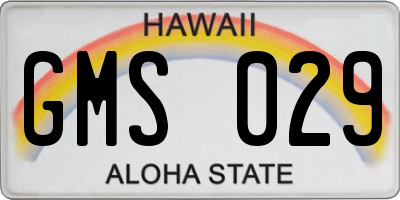 HI license plate GMS029