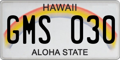 HI license plate GMS030
