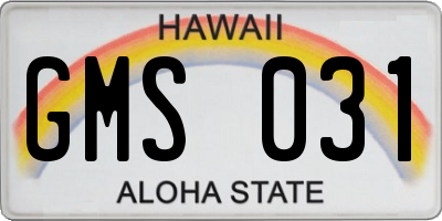 HI license plate GMS031