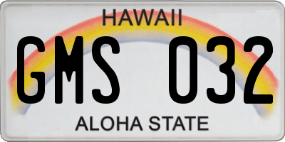HI license plate GMS032