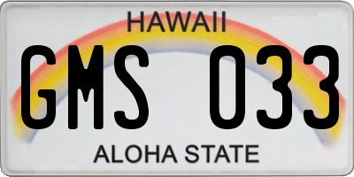 HI license plate GMS033