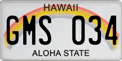 HI license plate GMS034