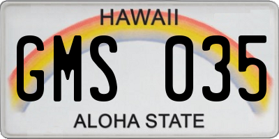 HI license plate GMS035