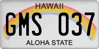 HI license plate GMS037