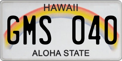 HI license plate GMS040
