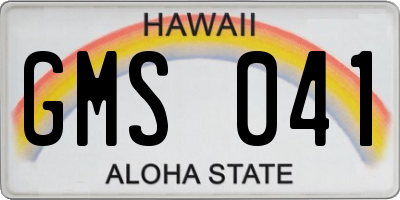 HI license plate GMS041