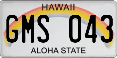 HI license plate GMS043