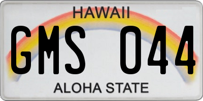HI license plate GMS044