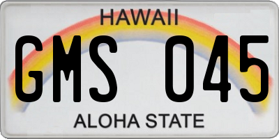 HI license plate GMS045