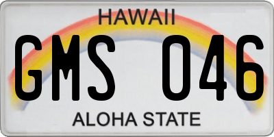 HI license plate GMS046