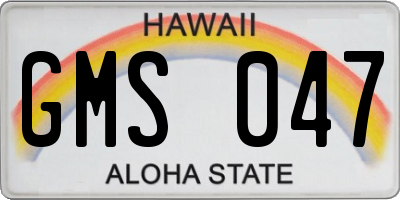 HI license plate GMS047