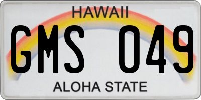 HI license plate GMS049