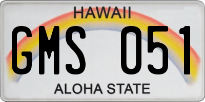 HI license plate GMS051