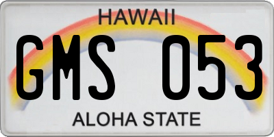 HI license plate GMS053