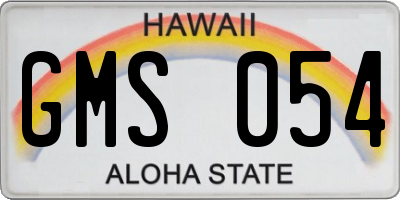 HI license plate GMS054