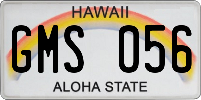 HI license plate GMS056