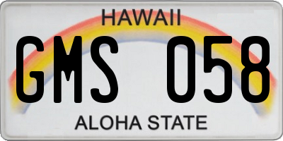HI license plate GMS058