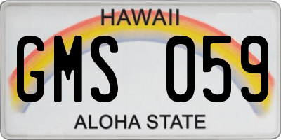 HI license plate GMS059