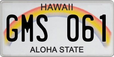 HI license plate GMS061