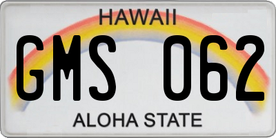 HI license plate GMS062