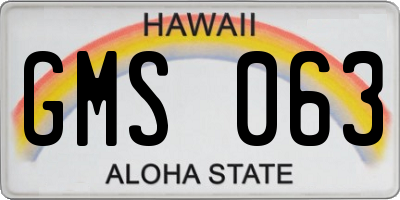 HI license plate GMS063