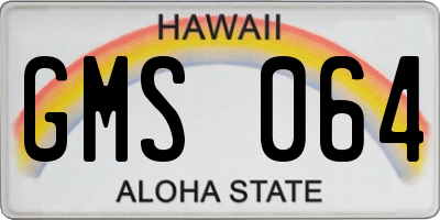 HI license plate GMS064