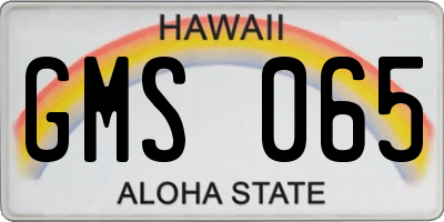 HI license plate GMS065