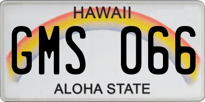 HI license plate GMS066