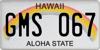 HI license plate GMS067