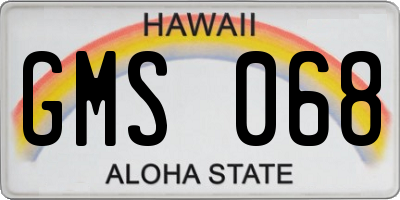 HI license plate GMS068