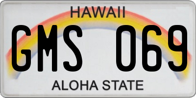 HI license plate GMS069