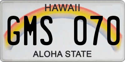 HI license plate GMS070