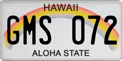 HI license plate GMS072