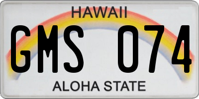 HI license plate GMS074