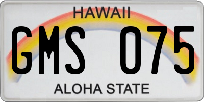 HI license plate GMS075