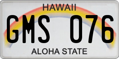 HI license plate GMS076
