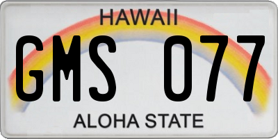HI license plate GMS077