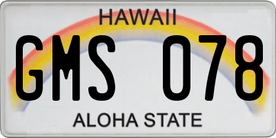 HI license plate GMS078