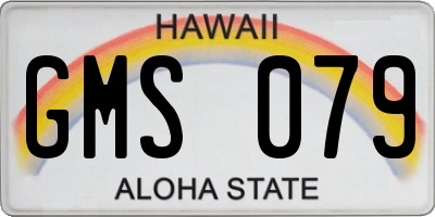 HI license plate GMS079
