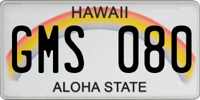 HI license plate GMS080