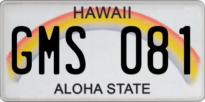 HI license plate GMS081