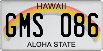 HI license plate GMS086