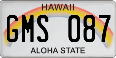 HI license plate GMS087