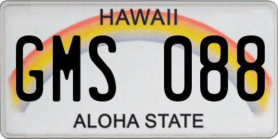 HI license plate GMS088