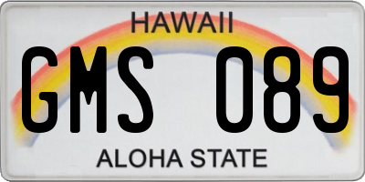 HI license plate GMS089