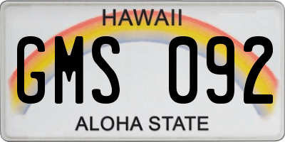 HI license plate GMS092