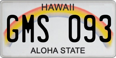 HI license plate GMS093
