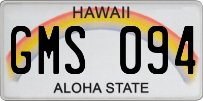 HI license plate GMS094