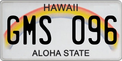 HI license plate GMS096